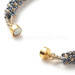 Glass Seed Beaded Bracelet with Brass Magnetic Clasps&nbsp;BJEW-JB07801-01