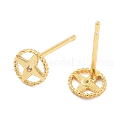 925 Sterling Silver Micro Pave Clear Cubic Zirconia Stud Earrings for Women&nbsp;EJEW-F342-05G