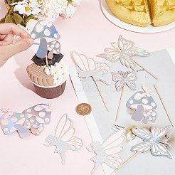 12 Sets 3 Styles Mushroom Fairy Butterfly Cake Topper Sets&nbsp;DIY-SC0024-82