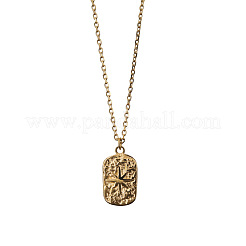 304 Stainless Steel Textured Rectangle with Star Pendant Necklaces for Women&nbsp;WGF8010-01