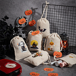 36Pcs 6 Styles Halloween Cotton Cloth Storage Pouches&nbsp;ABAG-BC0001-52