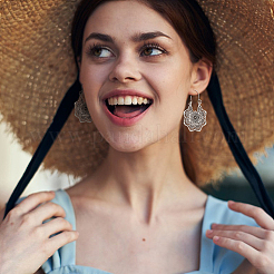 12 Pairs 12 Style Bohemia Hollow Out Heart & Flower & Teardrop & Flat Round Alloy Hoop Earrings&nbsp;EJEW-AN0003-37