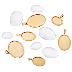 6Pcs 6 Styles 304 Stainless Steel Pendant Cabochon Settings&nbsp;STAS-TA0001-47F