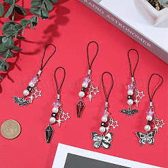 6Pcs 6 Styles Alloy Enamel Mobile Straps&nbsp;HJEW-SC0002-78