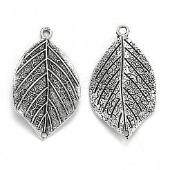 Mixed Style Tibetan Style Alloy Leaf Pendants&nbsp;TIBEP-F040-01AS