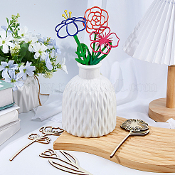 24Pcs 5 Styles Unfinished Wood DIY Flower Decorations for Festival Art&nbsp;WOOD-FH0002-47