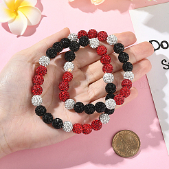 1Pc Polymer Clay Rhinestone Round Beaded Stretch Necklaces&nbsp;NJEW-SP0001-14B