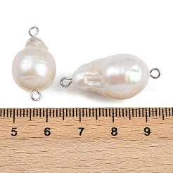 Natural Freshwater Pearl Keshi Pearl Teardrop Connector Charms&nbsp;STAS-D378-13P