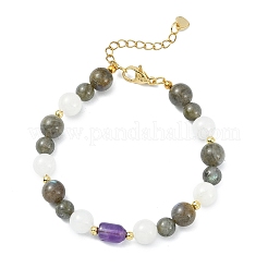 Natural Labradorite &  Amethyst & White Jade Beaded Bracelets for Women&nbsp;BJEW-JB13619