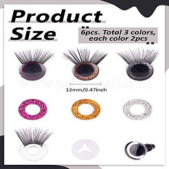 6Pcs 3 Colors Glitter Plastic Doll Craft Eyes with Eyelashes&nbsp;DOLL-LP0001-27