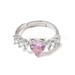 Brass Pave Cubic Zirconia Cuff Open Rings&nbsp;CU-CBA5C10-02P