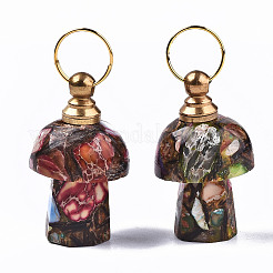 Assembled Synthetic Bronzite and Imperial Jasper Openable Perfume Bottle Pendants&nbsp;LS-G-S366-057D