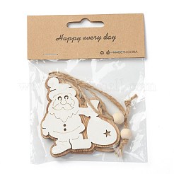 Christmas Theme Natural Wood Pendant Decorations&nbsp;HJEW-P010-15
