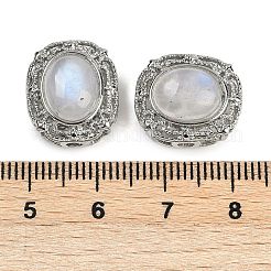Brass Pave Natural Rainbow Moonstone Oval Multi-Strand Links&nbsp;G-C172-04P