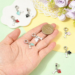 8Pcs 4 Colors Alloy Enamel European Dangle Charms&nbsp;FIND-YW0013-09