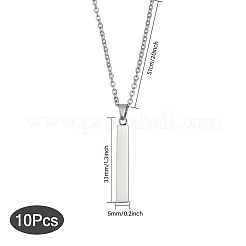 10Pcs 201 Stainless Steel Rectangle Pendant Necklace&nbsp;NJEW-CA0001-16