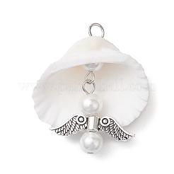 4Pcs 4 Styles Copper Wire Wrapped Shell Pendants&nbsp;PALLOY-JF02710