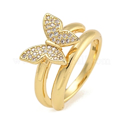 2Pcs 2 Styles Brass Micro Pave Cubic Zirconia Adjustable Rings for Women&nbsp;RJEW-P127-16G