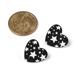 Heart Acrylic Printed Stud Earrings for Women&nbsp;EJEW-G418-01B
