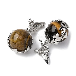 Natural Tiger Eye Round Pendants&nbsp;G-G207-01P-04