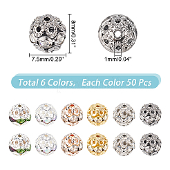 300Pcs 6 Colors Alloy Rhinestone Beads&nbsp;FIND-GL0001-23