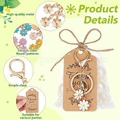 36Pcs 6 Colors Flower Alloy Enamel Keychains&nbsp;KEYC-WA0001-07