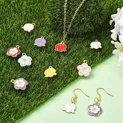 45Pcs 9 Colors Alloy Enamel Flower Charms&nbsp;ENAM-CJ0007-51