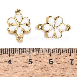 304 Stainless Steel Enamel Flower Links Connector Charms&nbsp;STAS-K330-16G-01