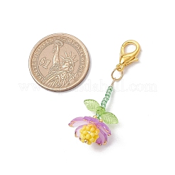 Handmade Glass Seed Beaded and Acylic Flower Pendant Decorations Sets&nbsp;HJEW-MZ00255