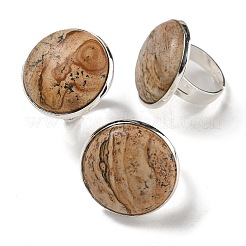Natural & Synthetic Gemstone Round Adjustable Rings&nbsp;RJEW-K371-09S