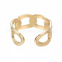 304 Stainless Steel Curb Chain Open Cuff Ring&nbsp;RJEW-T023-21G