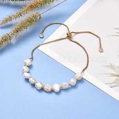 Natural Pearl Beads Adjustable Slider Bracelet for Girl Women Gift&nbsp;BJEW-JB06820-01