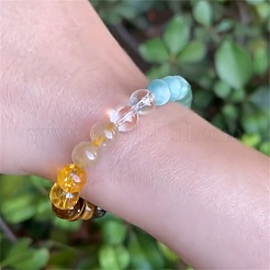 Natural Agate & Black Obsidian & Tiger Eye & Lapis Lazuli & Amethyst & Glass Round Bead Stretch Bracelets&nbsp;WG6A8BD-02