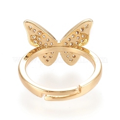 Adjustable Brass Micro Pave Clear Cubic Zirconia Finger Rings&nbsp;RJEW-M133-04G