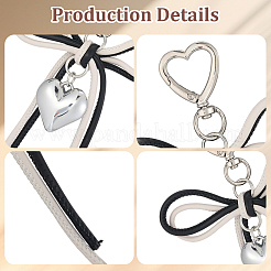 2Pcs 2 Colors Alloy Heart & PU Leather Bowknot Pendant Decorations&nbsp;FIND-GF0008-39