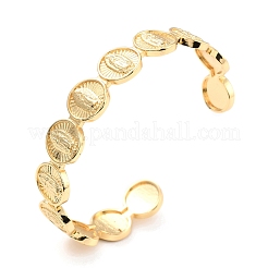 Flat Round with Virgin Mary Brass Cuff Bangles&nbsp;BJEW-I298-08G