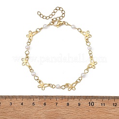 304 Stainless Steel & Shell Pearl Link Bracelets for Women&nbsp;BJEW-JB14096