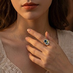 Brass & Shell Cuff Open Rings&nbsp;FS-WGBC7E6-06
