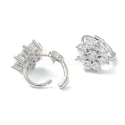Brass Micro Pave Clear Cubic Zirconia Huggie Hoop Earrings&nbsp;EJEW-L234-023P
