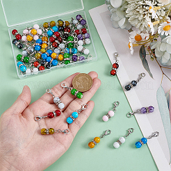 48Pcs 12 Styles Iron & Round Glass Pendant Decorations&nbsp;HJEW-PH02238