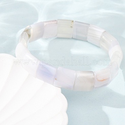 Square Natural Banded Agate(Dyed & Heated) Beaded Stretch Bracelets for Women Men&nbsp;GG-CBA9ACE-B17