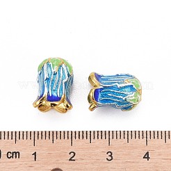 5-Petal Rack Plating Brass Enamel Bead Cap&nbsp;X-KK-P024-13-RS