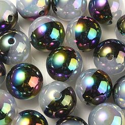 UV Plating Rainbow Iridescent Opaque Acrylic Beads&nbsp;X-OACR-C007-01G