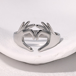 304 Stainless Steel Cuff Open Rings for Women&nbsp;WG35897-02