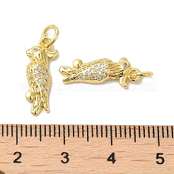 Parrot Rack Plating Brass Micro Pave Clear Cubic Zirconia Pendants&nbsp;KK-K377-65G