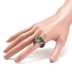 20Pcs 20 Style Natural & Synthetic Mixed Gemstone & Brass Beaded Stretch Rings Set&nbsp;RJEW-JR00540