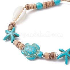 Synthetic Turquoise and Shell Bracelets&nbsp;BJEW-JB11510-01