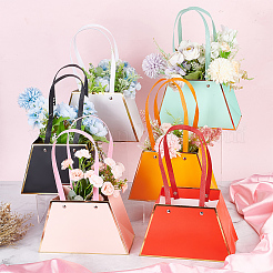 12Pcs 6 Colors Trapezoid Paper Flower Storage Bags with Handle&nbsp;ABAG-NB0001-96