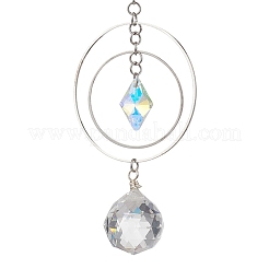 Round Glass & Brass Hanging Suncatchers&nbsp;HJEW-JM04632