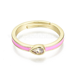 Adjustable Brass Micro Pave Clear Cubic Zirconia Finger Rings&nbsp;RJEW-T016-04G-NF